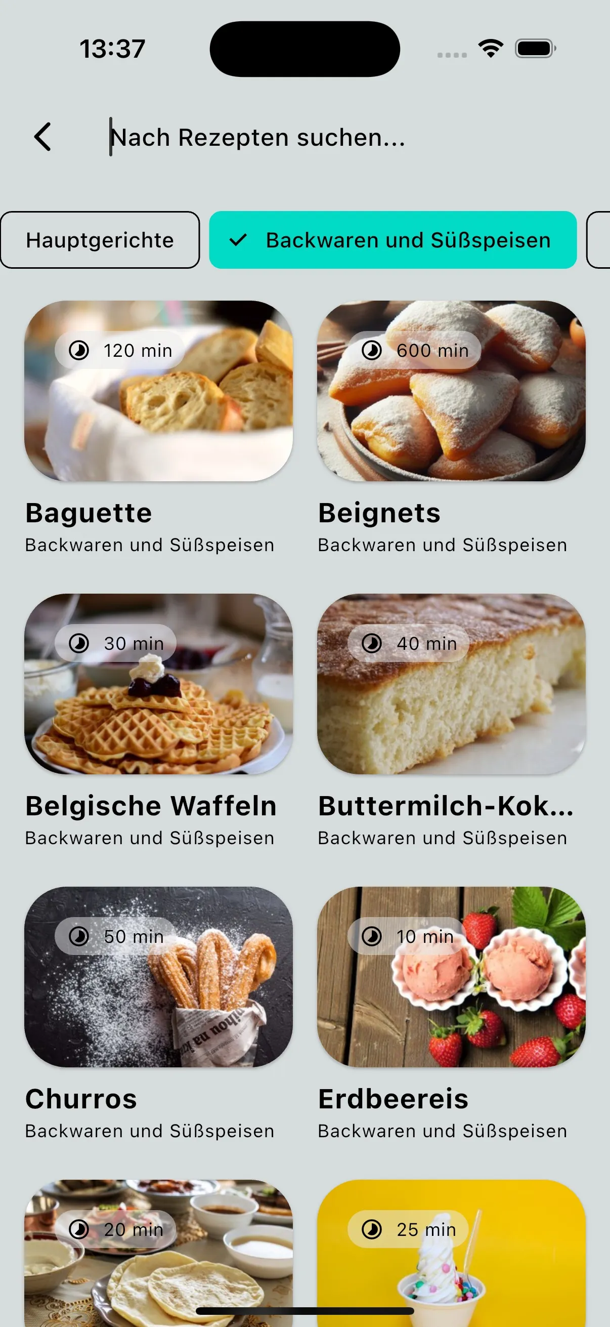 Screenshot der Startseite von Stephans Rezepte